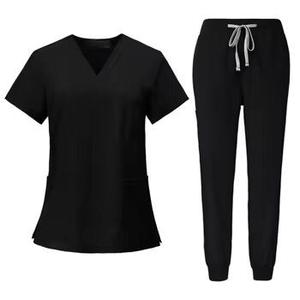 Ensemble de blouses médicales respirantes avec logo personnalisé, uniforme d'hôpital pour médecins et infirmières, vente en gros, ensemble de blouses médicales unisexe à col en V pour hôpital - Product Image 1