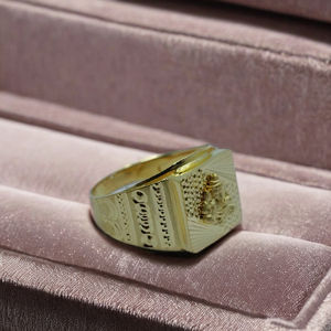 Traditional Gold Religious <b>Ring</b> <b>for</b> <b>Men</b> Classic Designer Finger <b>Ring</b> with Sacred Motif Indian Gold Jewellery <b>for</b> Daily Wear - Product Image 3
