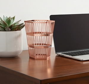 Modern Geometric Metal Wire <b>Storage</b> <b>Basket</b> Rose <b>Gold</b> Hexagonal Design For Home Decoration Kitchen Essential - Product Image 4