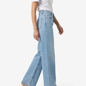 Jeans de Mujer de Pierna Ancha y Lavado Claro, Pantalones de Mezclilla Rectos para Uso Diario Informal - Product Image 2