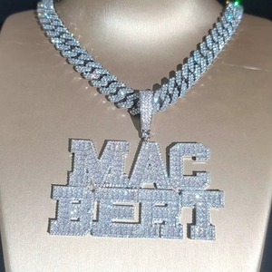 HUMERA JEWELS Luxury Custom Name Pendant Silver Plated 925 Silver Bezel Setting Cut Moissanite Charms Hip Hop Unisex Party - Product Image 3