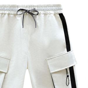 Custom <b>White</b> Black Stripe Cargo <b>Shorts</b> <b>Men's</b> Streetwear Cotton Twill Utility <b>Shorts</b> with Pockets OEM Factory Wholesale - Product Image 4