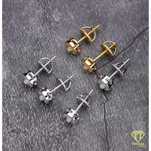 Boucles d'oreilles rondes de luxe en moissanite, en argent sterling 925 plaqué or, bijoux étincelants pour femmes - Product Image 3