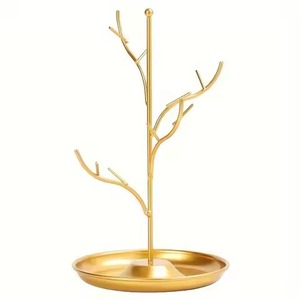 Gold Metal Jewelry Stand <b>Tree</b> Shape Organizer for <b>Necklaces</b> Earrings Bracelets Rings Display Rack - Product Image 1