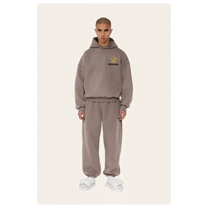 Sweat-shirt à capuche gris pour homme MBAANI, fermeture éclair, logo brodé, coupe décontractée, couleur unie, vêtement d'automne - Product Image 3