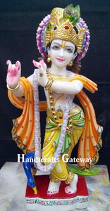 Fait Main de marbre Krishna Idole Sculpture - Product Image 5