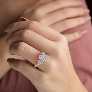 Exquisite Oval And Round Vintage Ring 1.20 Ct Lab Grown Diamond In 18K Yellow White Rose Gold And Platinum - Product Image 3