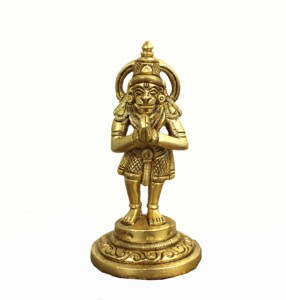 Estatua de artesanía de latón, estatua de Lord Hanuman Ji, decoración del templo de Pooja, estatua de mesa de escritorio, diosa india, escultura de Idol de retorno - Product Image 1