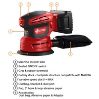 Professional DIY 18V Battery Powered Variable Speed Orbital Sander 12000 RPM Vibration 122mm Pad Soft Start P120 Grit Aluminum