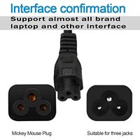 Câble d'alimentation SYONG de haute qualité 1,5 m 1,8 m 2 m CCA 0,5 mm Inde 3 fiches vers C5 pour ordinateur, téléviseur, imprimantes, noir