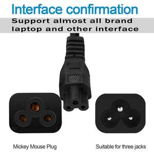 Cable de Alimentación SYONG de Alta Calidad de 1.5M 1.8M 2M CCA 0.5mm con Enchufe Indio de 3 Pines a C5 para Computadora, TV, Impresoras, Color Negro - Product Image 5