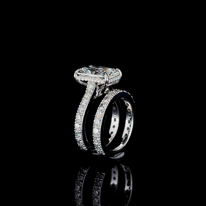 Anillo de boda de lujo con corte radiante certificado por IGI de 5 quilates, juego de anillos de oro macizo de 14K con diamante CVD cultivado en laboratorio, color E, claridad VVS2. - Product Image 2