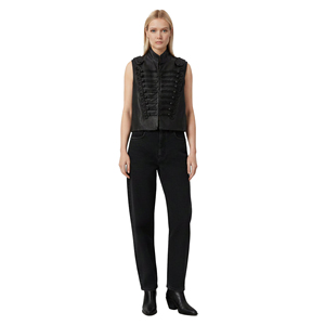 Custom Women's <b>Black</b> Biker Leather <b>Vest</b> Motorcycle Club Style Factory Price Wholesale OEM Supplier - Product Image 2