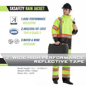 Ensemble veste et pantalon de sécurité haute visibilité imperméables |   Vêtements de travail réfléchissants |   Fabricant d'engrenages industriels OEM sur mesure - Product Image 3
