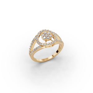 Bague en diamant rond cultivé en laboratoire avec grappe de 77 pierres et sertissage pavé pour fiançailles - Product Image 4