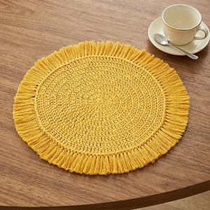 Round White Macrame Placemat Handmade Boho Dining Table <b>Mat</b> Decorative Fringe Table Decor for Kitchen Coffee Table Styling - Product Image 5