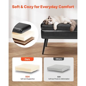 Banc de rangement moderne en similicuir PU avec pieds en métal, banc à chaussures pour entrée, tabouret et ottoman rembourrés - Product Image 5