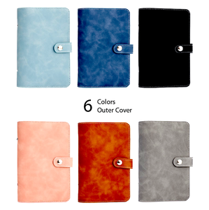 A6 PU Leather Notebook Shell Snap Closure Loose-<b>leaf</b> Binder Cover Diary Schedule Journal Binder Cute Macaron Soft Journals Cover - Product Image 4