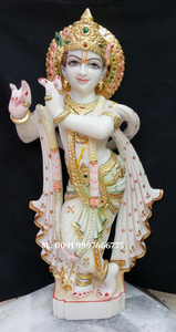 Estatua de pie de mármol blanco de la mejor calidad, estatua de Lord Krishna para adoración y decoración del hogar, venta al por mayor - Product Image 5