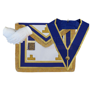Ensemble d'étole maçonnique en cuir Rite écossais AASR 33 degrés avec étole, col et gauntlets brodés du drapeau national personnalisé à coudre - Product Image 2