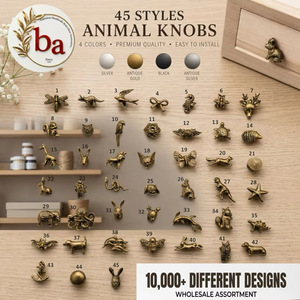 Tiradores de latón con diseño de animales para gabinetes, 45 estilos, manijas vintage para muebles, cómodas, cajones y puertas - Product Image 4