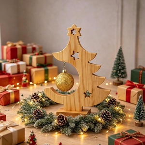 Offre Spéciale : Décoration de Noël en Bois pour Table – Arbre de Noël de Table pour la Maison, le Bureau, Centre de Table Festif et Présentation de Fêtes – Disponible à la Vente - Product Image 5