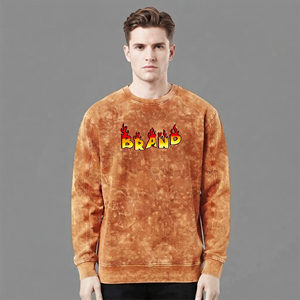 Sweat-shirts pour hommes tendance, 100% coton, qualité supérieure, col rond, surdimensionnés, lavés, logo imprimé DTF personnalisé - Product Image 1