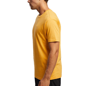 T-shirt en coton jaune pour homme, manches courtes, col rond, coupe classique, couleur unie, respirant, teint en fil, séchage rapide, écologique - Product Image 2