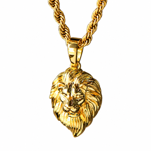 Collar con Colgante de Cara de León de Moissanita de Lujo Creada en Laboratorio, Plata de Ley Bañada en Oro, Joyería Hip Hop Iced Unisex - Product Image 1