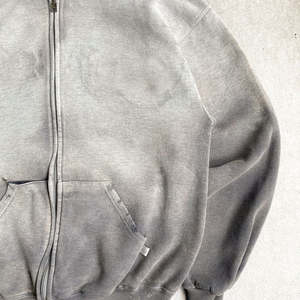 Sweat-shirts à capuche zippés en molleton 100 % coton de haute qualité, délavés à l'acide, personnalisés, brodés, imprimés, effet vieilli, coupe ample et carrée, pour homme, collection automne - Product Image 4