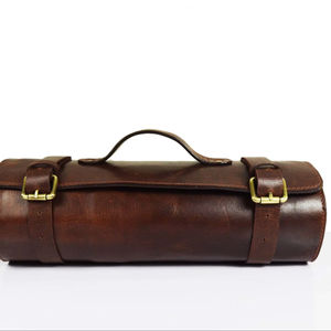 Rouleau de Couteaux de Chef en Cuir Véritable Personnalisé, Sac de Transport Durable pour Couteaux de Chef, Nouveau Design OEM LKR-0332 - Product Image 1