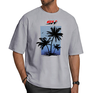 Camiseta Oversize de Algodón Pesado con Hombros Caídos, Ajuste Holgado, Estilo Casual Urbano, Top de Verano Cómodo y Básico para Uso Diario - Product Image 1
