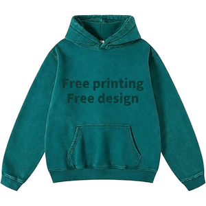 เสื้อฮู้ดดี้ผู้ชายสไตล์ลำลองแบบย้อมสีเอซิด 100% ผ้าฝ้าย รุ่นใหม่ล่าสุด ราคาขายส่ง ไซส์ใหญ่พิเศษ - Product Image 1