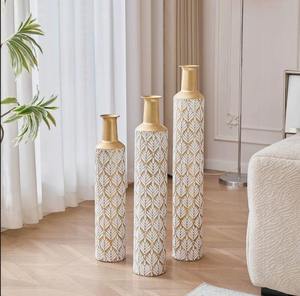 Handmade Brass Floor <b>Vase</b> Traditional Design Decorative Metal <b>Vase</b> With Floral Pattern <b>Gold</b> Finish At Best Price - Product Image 3