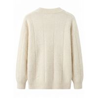 Pull pour homme en laine mélangée, épais et texturé, couleur crème blanc cassé, col rond, manches longues, chaud et pur.
