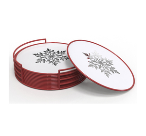Designer <b>Drink</b> Protection <b>Coaster</b> Set with Decorative Surface and Organized Holder - Product Image 5