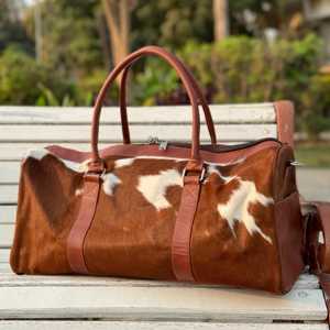 Sac de voyage en cuir à poils toutes saisons, facile à transporter, avec fermeture éclair, design unisexe portable et tendance - Product Image 1