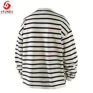 Camiseta de Manga Larga de Alta Calidad 100% Algodón con Estampado a Rayas Personalizado, Ecológica, Transpirable y con Logotipo y Diseño Personalizados - Product Image 2