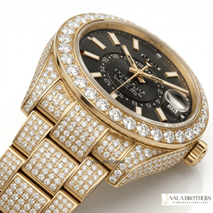 Reloj Rolax Skyy-Dweller con Diamantes Moissanite, Oro Amarillo, 40mm, Analógico, Cuarzo, Cristal de Zafiro, Cierre Desplegable, Diseño Antiguo - Product Image 3
