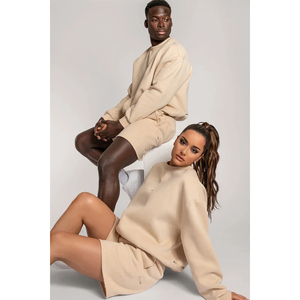 Ensemble sweat-shirt et short personnalisé avec logo pour homme et femme, en coton molletonné, coupe ample, pull décontracté d'été, ensemble de survêtement deux pièces - Product Image 4