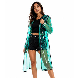 Manteau de pluie long imperméable pour femme, style coupe-vent personnalisé 2026, en EVA transparent, tendance et imperméable - Product Image 1