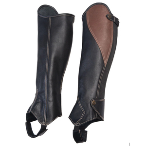 Brown Leather Equestrian Pants <b>Half</b> <b>Chaps</b> Button Closure Size m for Sports Outdoor Training Competition by Lawd Sports - Product Image 1