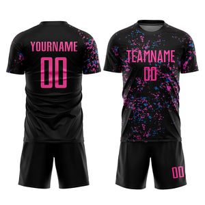 Conjunto de Camiseta y Pantalones Cortos de Fútbol para Hombre, Color Negro, Cuello Redondo, Manga Corta, Estampado Sublimado, Absorbe la Humedad, Ajuste Atlético, para Todas las Temporadas - Product Image 4
