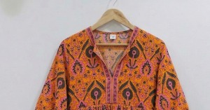 Robe midi en coton imprimé à la main indienne pour femmes, robe d'été florale, légère, respirante, décontractée, style bohème - Product Image 4