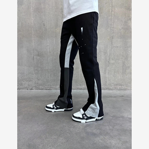 Men’s <b>Slim</b> Fit Panel Track Pants Contrast Color Block <b>Joggers</b> Streetwear Stretch Casual Trousers - Product Image 3