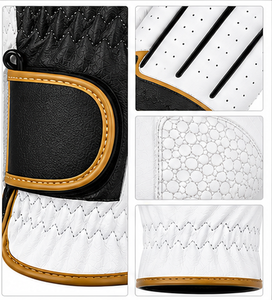 Gants de golf en cuir de cabretta de mouton blanc de haute qualité, respirants, à adhérence souple, pour hommes et femmes, main gauche, logo couleur - Product Image 4