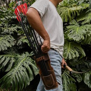 HUNTING Archery OEM Full Customized 100% Genuine Leather Back Arrow Quiver for <b>Shooting</b> and Competition - Product Image 3