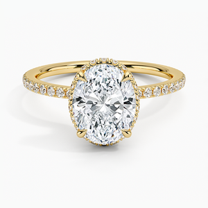 Ovaler Diamant-Verlobungsring aus Gelbgold mit Pavé-Fassung, Klassischer Edel-Schmuck für Damen - Product Image 1