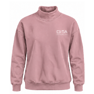 Sweat-shirt rose poudré pour femme, col montant, manches longues, pull oversize en polaire, col haut, décontracté, streetwear d'hiver, pull tendance - Product Image 1