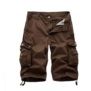 Shorts cargo unis pour hommes, taille mi-haute, avec cordon de serrage, style bermuda, décontractés, avec poches, en polyester, design respirant, en velours côtelé - Product Image 5
